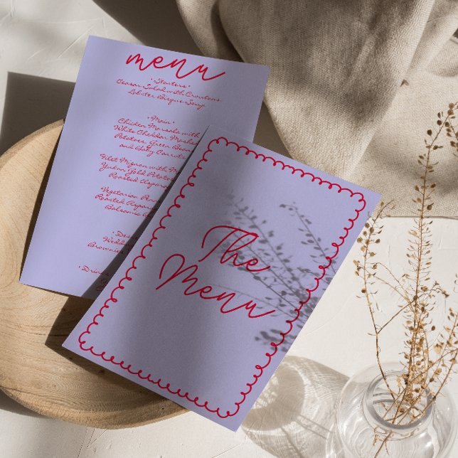 Retro-färgfull handskriven Whimsical Bröllop Meny (Skapare uppladdad)