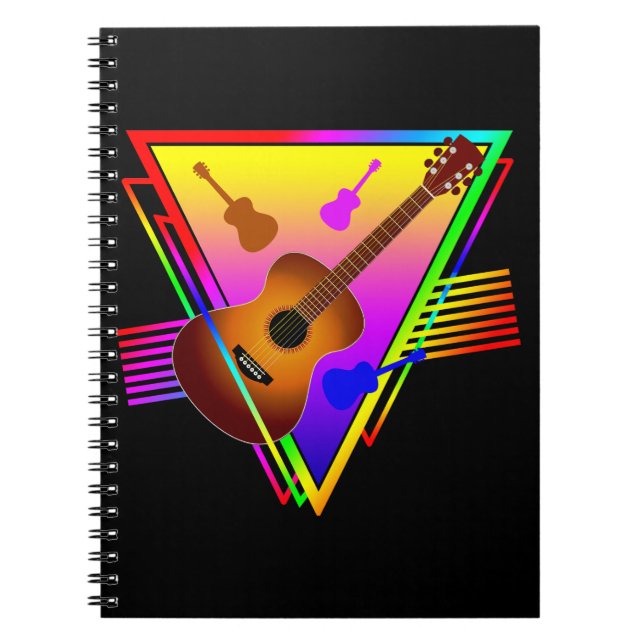 Retro Färgglad Gitarr Anteckningsbok (Framsidan)