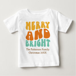 Retro Färgglad Glad och Ljus Småbarns Jul T Shirt