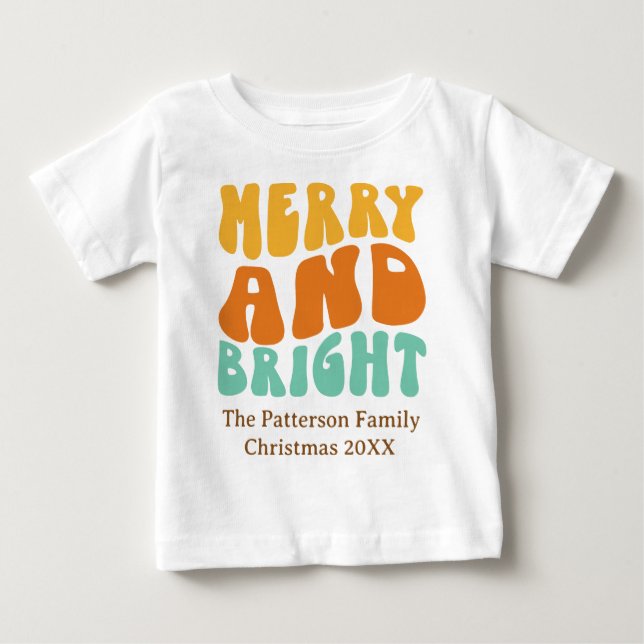 Retro Färgglad Glad och Ljus Småbarns Jul T Shirt (Framsida)