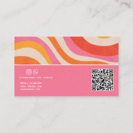 Retro färgglad Groovy Funky QR-kod Sminkartist Visitkort
