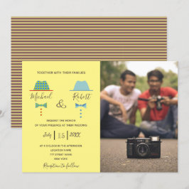 Retro Färgglad HBTQ Bröllopsfoto Inbjudningar