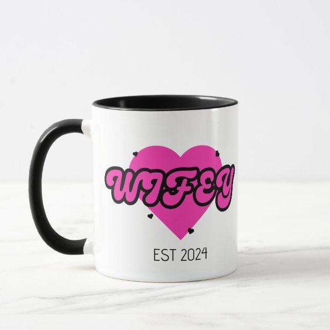 Retro färgglad kalligrafi fru mugg (Vänster)