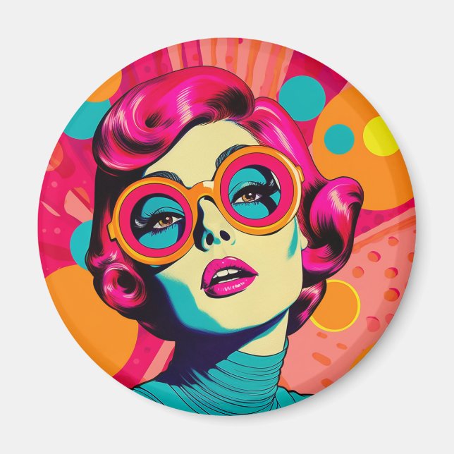 Retro färgglad magnet i stilren stil, färgglad kvi (Framsidan)