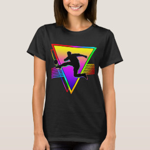 Retro färgglad regnbåg fotbollsspelare t shirt