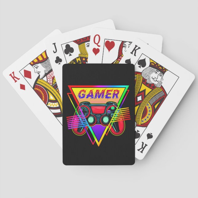Retro färgglad regnbåge Gamer Dator Gaming  Casinokort (Baksidan)