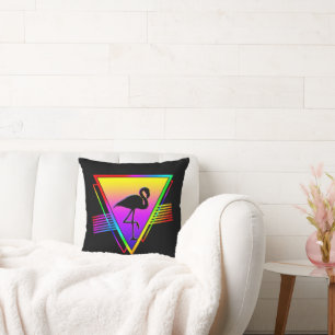 Retro Färgglad Regnbåge Modern Flamingo Fågel Kudde