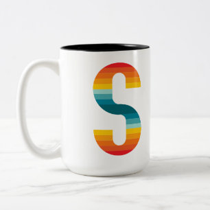 Retro Färgglad Regnbåge Typografi Solnedgång Bokst Två-Tonad Mugg