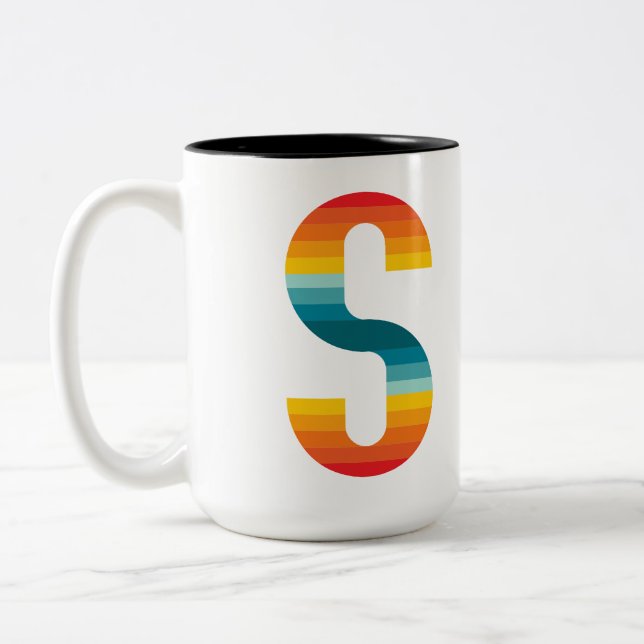 Retro Färgglad Regnbåge Typografi Solnedgång Bokst Två-Tonad Mugg (Vänster)