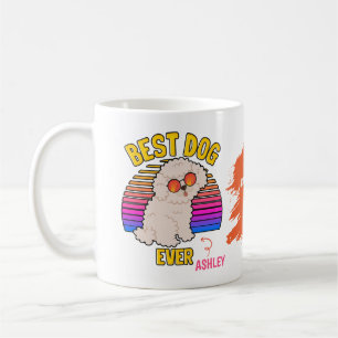 Retro färgglad rolig pudel hund kaffemugg