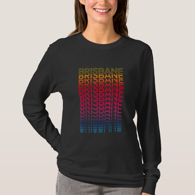 Retro Färgglad Stad  Nostalgisk Brisbane T Shirt (Framsida)