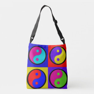 Retro Färgglad Yin Yang Pop Färgblock Axelväska