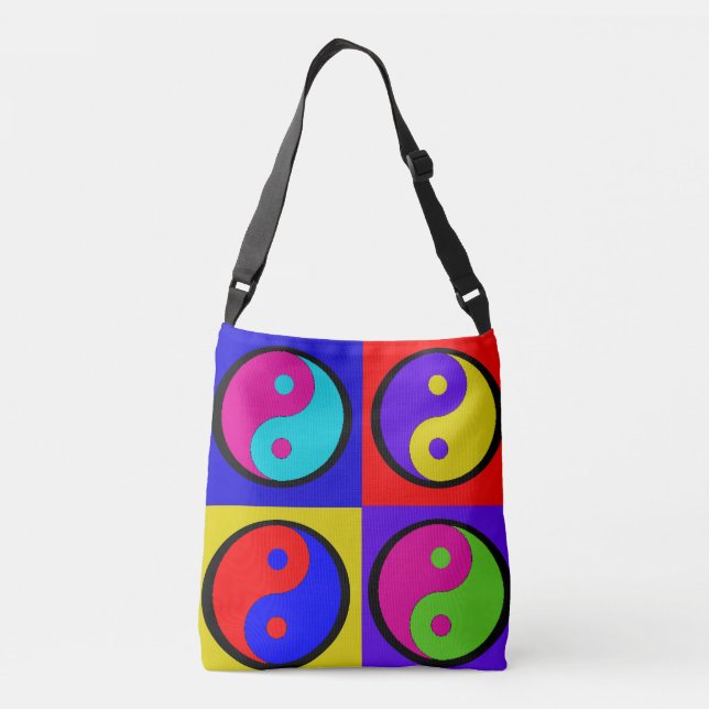 Retro Färgglad Yin Yang Pop Färgblock  Axelväska (Baksida)