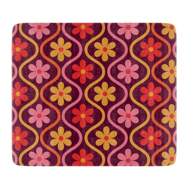 Retro färgglada blommor på Mid Century Ogee (Framsidan)