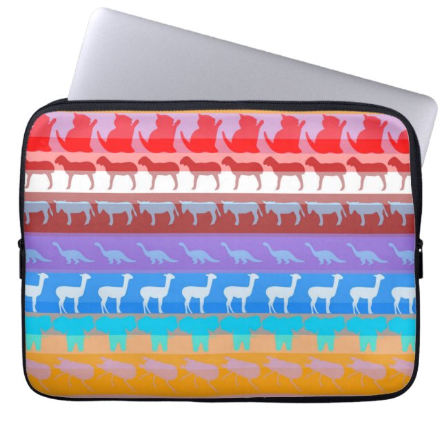 Retro Färgglada Djur Moderna Randiga Mönster #2 Laptop Sleeve (Framsidan)