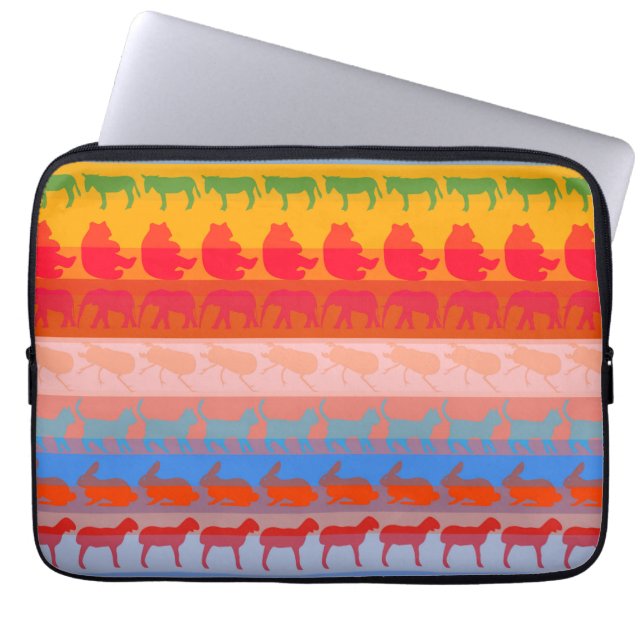 Retro Färgglada Djur Moderna Randiga Mönster #3 Laptop Sleeve (Framsidan)