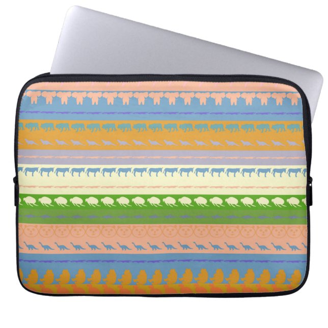 Retro Färgglada Djur Mönster #3 Laptop Sleeve (Framsidan)