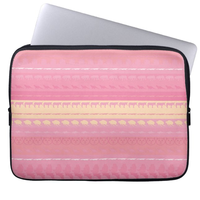 Retro Färgglada Djur Mönster #4 Laptop Sleeve (Framsidan)