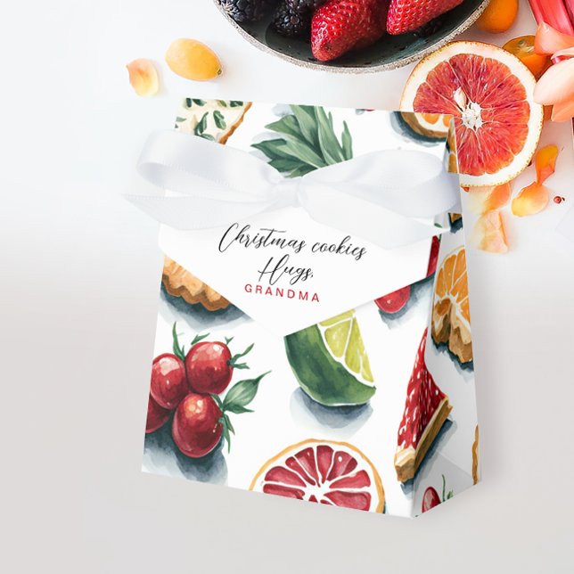 Retro Färgglada Frukter Citrus Jul Akvarell Presentaskar (Skapare uppladdad)