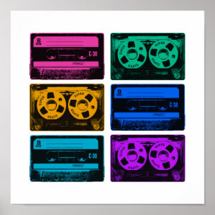 Retro Färgglada Kassettband Poster