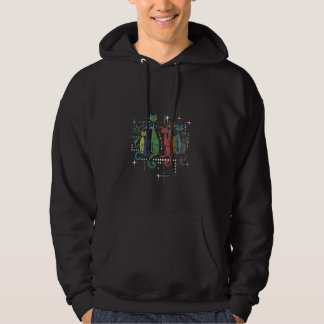 Retro Färgglada Katter Kosmisk Konst Estetik Hoodie
