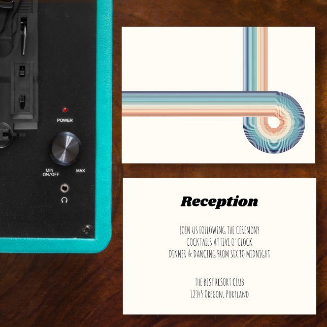 Retro Färgglada Ränder 70-Tals Bröllopsmottagning  Inbjudningar (Skapare uppladdad)