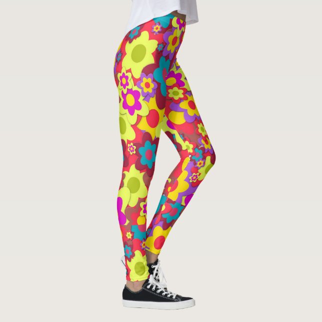 Retro färgglada sixties för flower power leggings (Höger)