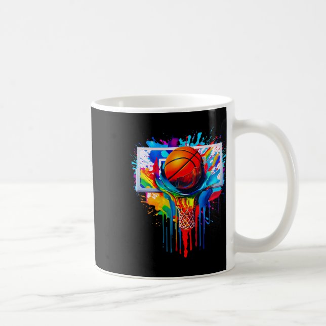 Retro Färgglada Sketll Dribbling Ll Slam Dunk Korg Kaffemugg (Höger)