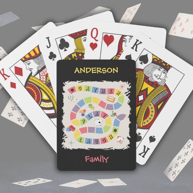 Retro Färgglada Spelkvälls Spelkort (Deal a winning hand with these vibrant, personalized retro board game playing cards!)
