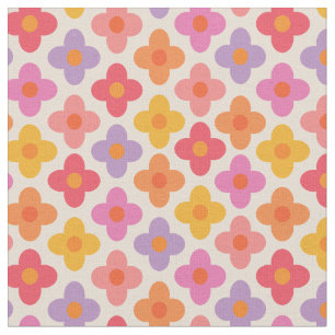 Retro Färgglatt 1970-tals Blommönster Tyg