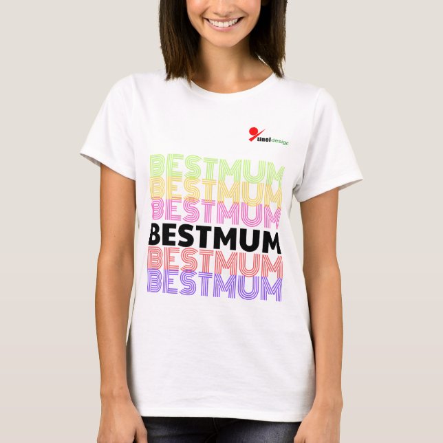 Retro Färgglatt Bästa Mamma Dubbelsidig T-Shirt (Framsida)