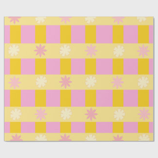 Retro Färgglatt Blommigt Rutigt Mönster Presentpapper