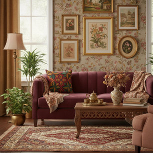 Retro färgglatt geometriskt blomster mönster kudde