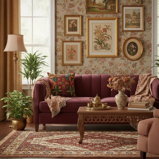 Retro färgglatt geometriskt blomster mönster kudde (Skapare uppladdad)