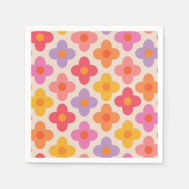 Retro Färgglatt Hippie Modernt Blommönster  Pappersservett