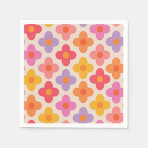 Retro Färgglatt Hippie Modernt Blommönster  Pappersservett
