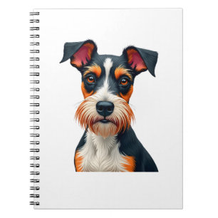 Retro Färgglatt Hundporträtt Illustration Vintage Anteckningsbok