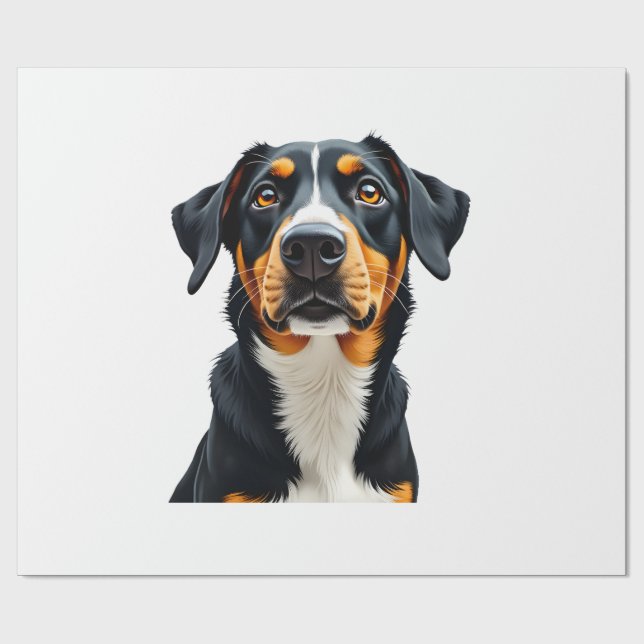 Retro Färgglatt Hundporträtt Illustration Vintage  Presentpapper (Platt)