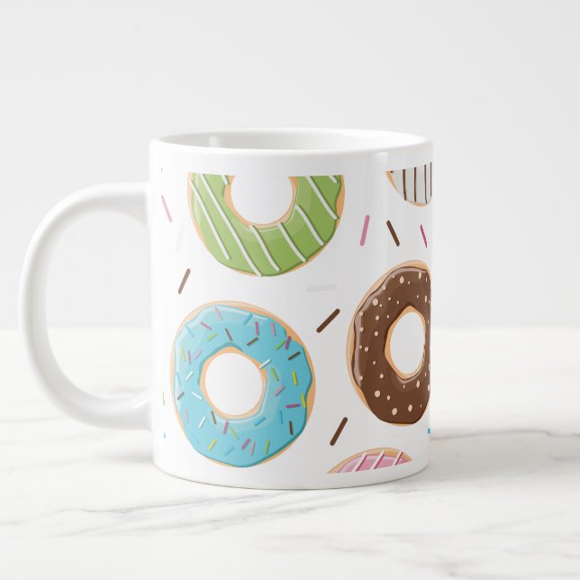 Retro Färgglatt Mönster av Munkar Minimalistisk Ro Jumbo Mugg (Vänster)