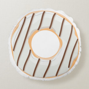 Retro Färgglatt Mönster med Munkar Minimalistisk R Rund Kudde