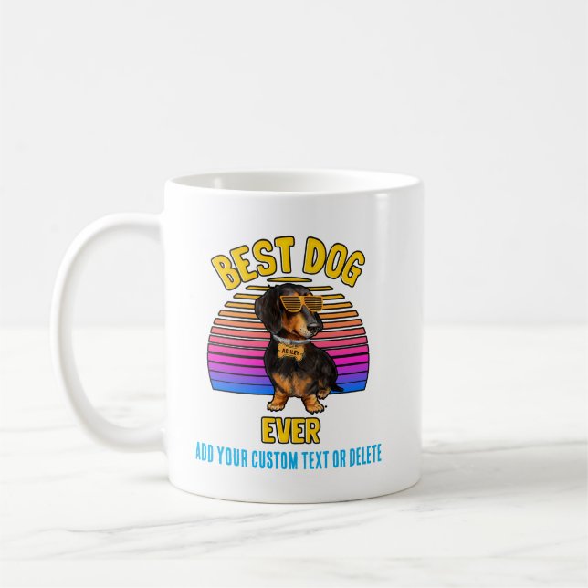 Retro färgglatt rolig dachshund hund kaffemugg (Vänster)