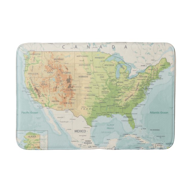 Retro färgkarta av världen badrumsmatta (Framsidan)