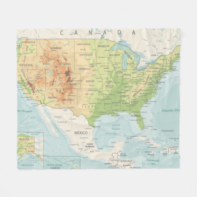 Retro färgkarta av världen fleecefilt (Framsidan (Horisontell))