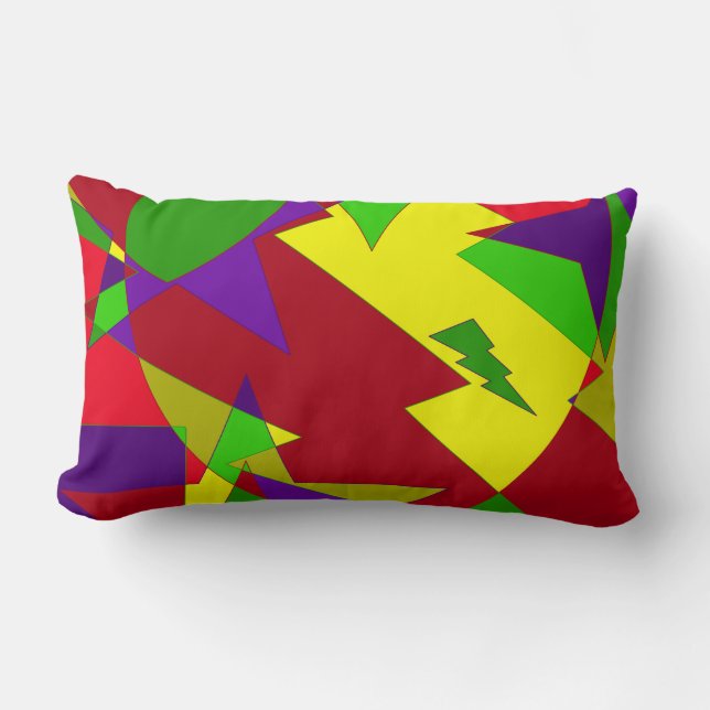 Retro färgrik abstrakt lumbarkudde (Framsida)