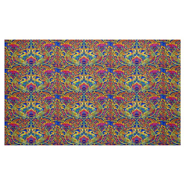 Retro Färgrik Art Nouveau Mönster Tyg (Fat Quarter)