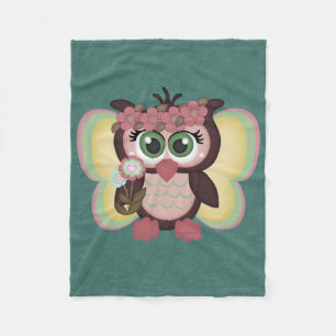 Retro färgrik beställnings- uggla fleecefilt