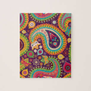 Retro färgrik härlig Boho bohem Paisley Pussel