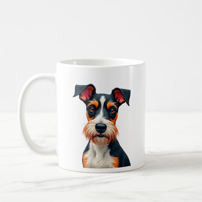 Retro färgrik hundporträttillustration Vintage T Kaffemugg (Vänster)