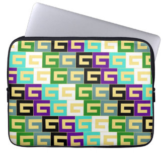 Retro färgrikt modernt geometriskt mönster laptop sleeve