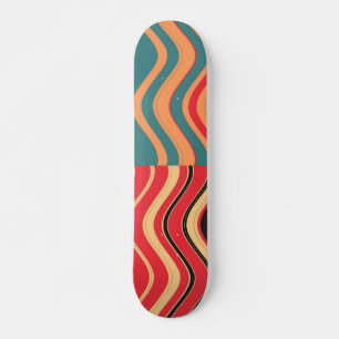 Retro Färgvågsfärgad Rand dekorativ artikel 3 Skateboard Bräda 20 Cm